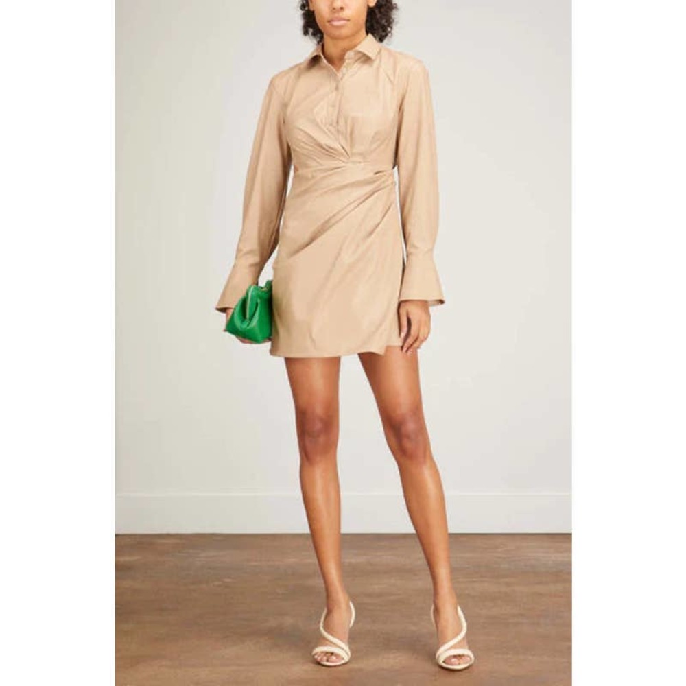 NWT Jonathan Simkhai Lo Vegan Leather Mini Dress Nutmeg Size 2